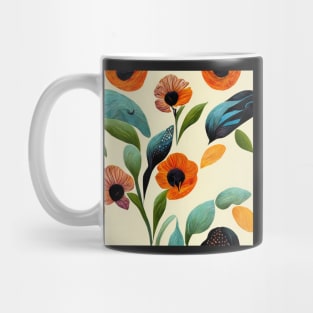 Seamless pattern of summer colored flowers and leaves Mug